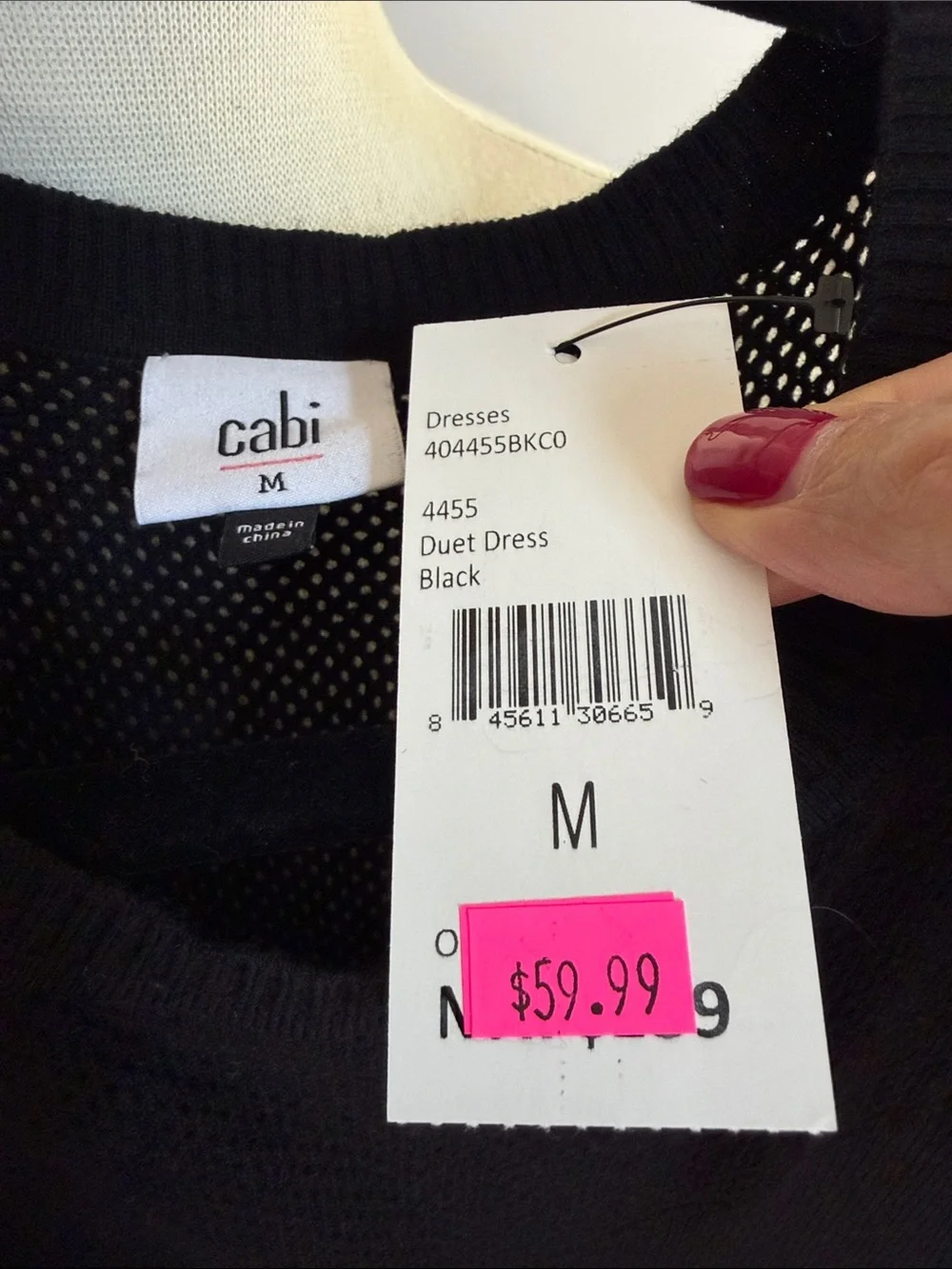 CAbi Black Duet Knit Dress with Sheer Texture